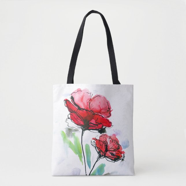 Abstrakter gemalter Blumenhintergrund Tasche (Vorderseite)