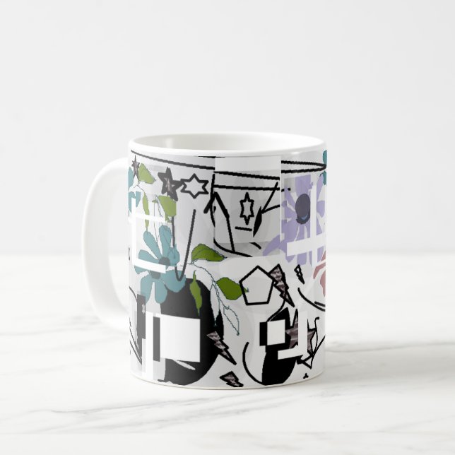 Abstrakter Geometrischer Graffiti-Becher Kaffeetasse (Vorderseite Links)