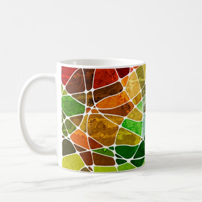 abstrakter geometrischer Grunge-Hintergrundpattern Kaffeetasse (Links)