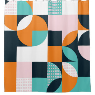 Abstrakter geometrischer Hintergrund mit Quadraten Duschvorhang