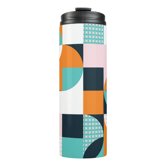 Abstrakter geometrischer Hintergrund mit Quadraten Thermosbecher (Vorderseite)