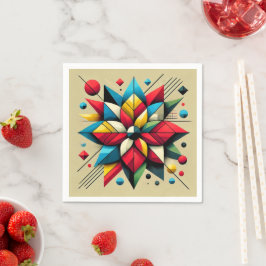 Abstrakter geometrischer Pop Art Poinsettia Découp Serviette