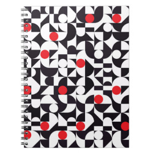 Abstrakter geometrischer Schwarz-weißer und roter  Notizblock