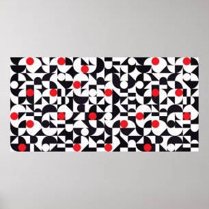 Abstrakter geometrischer Schwarz-weißer und roter  Poster