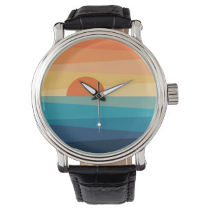 Abstrakter geometrischer Sonnenaufgang Armbanduhr