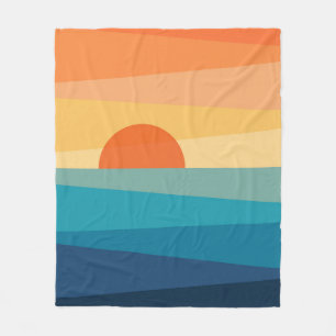 Abstrakter geometrischer Sonnenaufgang Fleecedecke