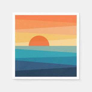Abstrakter geometrischer Sonnenaufgang Serviette