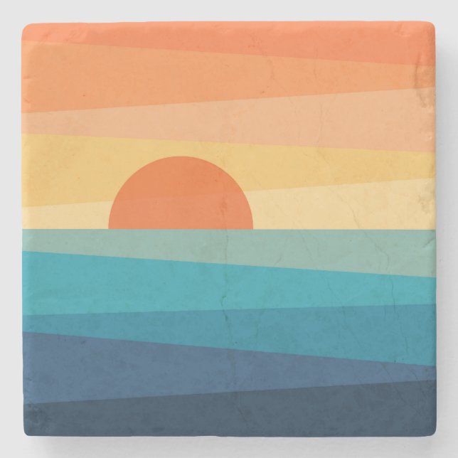 Abstrakter geometrischer Sonnenaufgang Steinuntersetzer (Vorderseite)
