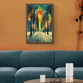 Abstrakter geometrischer Sonnenuntergang | Lange S Poster