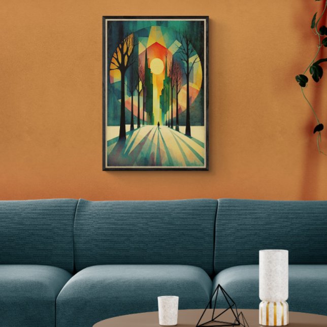 Abstrakter geometrischer Sonnenuntergang | Lange S Poster (Von Creator hochgeladen)