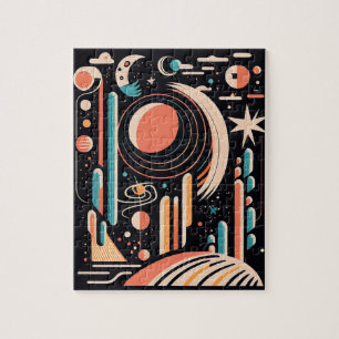 Abstrakter geometrischer Weltraumplanet. Vintage-K