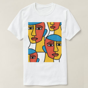 Abstrakter Gesichterdruck, Vibrante geometrische K T-Shirt