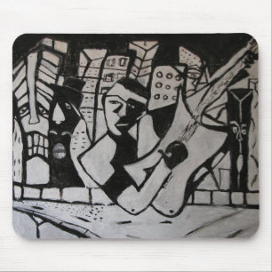 ABSTRAKTER GITARRIST SCHWARZ WEISS MOUSEPAD