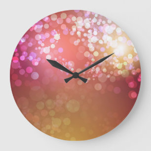 Abstrakter glamouröser, glänzender Hintergrund. Große Wanduhr