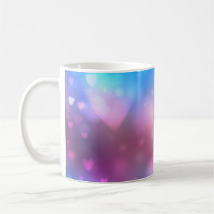 Abstrakter, glatter, blauer und rosa Hintergrund m Kaffeetasse