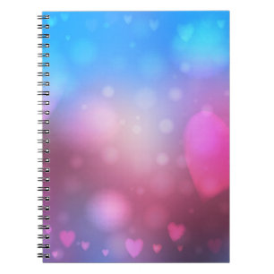 Abstrakter, glatter, blauer und rosa Hintergrund m Notizblock