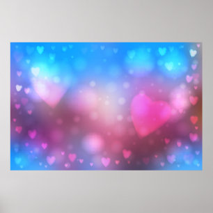 Abstrakter, glatter, blauer und rosa Hintergrund m Poster