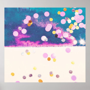Abstrakter Glittery Blue Watercolor Splash Poster