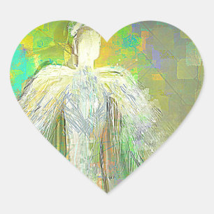 Abstrakter Glitzer Angel Herz-Aufkleber