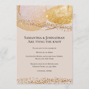 Abstrakter Glitzer aus Gold prägt moderne Hochzeit Einladung