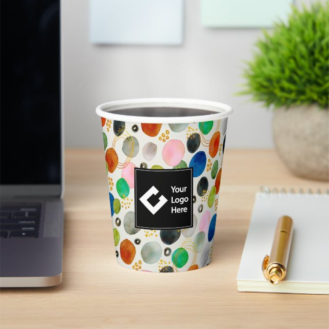 Abstrakter Glitzer aus Pebble Gold + Ihr Logo Pappbecher (InSitu)