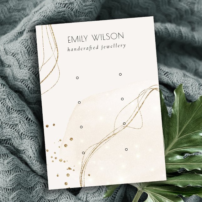 Abstrakter Glitzer Elfenbeingold 4 Stuhlvorführung Visitenkarte (Von Creator hochgeladen)