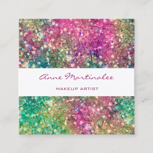 Abstrakter Glitzer Glitz Square Business Card Quadratische Visitenkarte (Vorderseite)