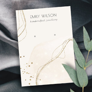 Abstrakter Glitzer Gold Ivory Stud Earring Display Visitenkarte