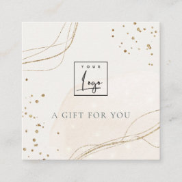 Abstrakter Glitzer - Ivory-Gold-Geschenkgutschein Quadratische Visitenkarte