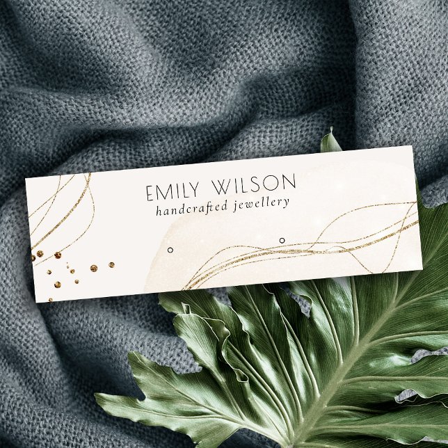 Abstrakter Glitzer Ivory Gold Stud Earring Display Mini Visitenkarte (Von Creator hochgeladen)