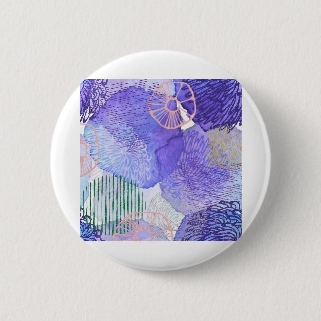 Abstrakter Glitzer mit Aquarellfarben Lila Button (Vorderseite)
