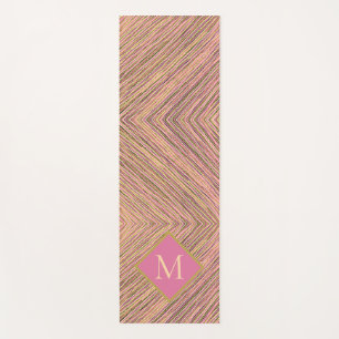 Abstrakter Glitzer Monogram, rosa Streifen Yogamatte