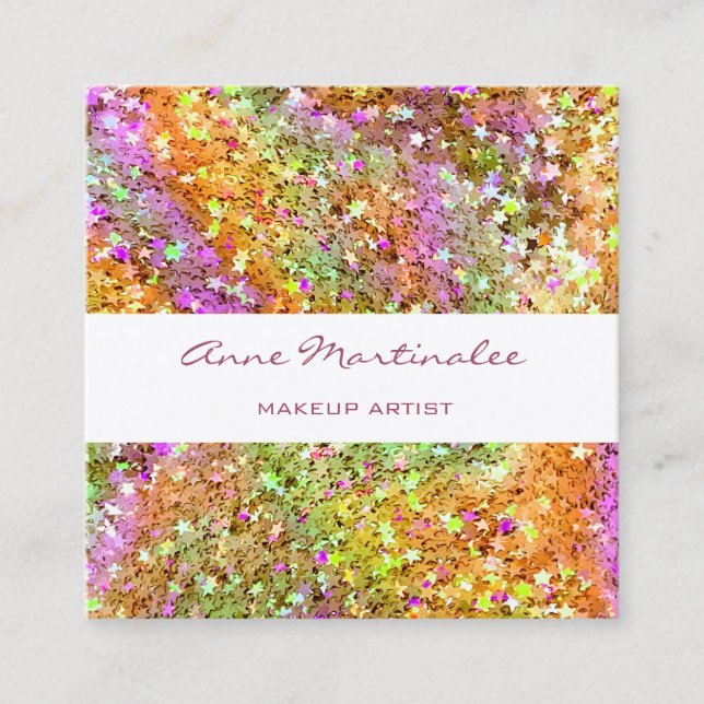 Abstrakter Glitzer Stars Square Business Card Quadratische Visitenkarte (Vorderseite)