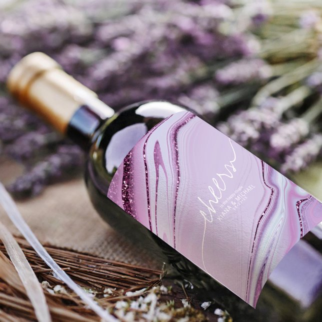 Abstrakter Glitzer Strata Cheers Lilac ID903 Weinetikett (Von Creator hochgeladen)
