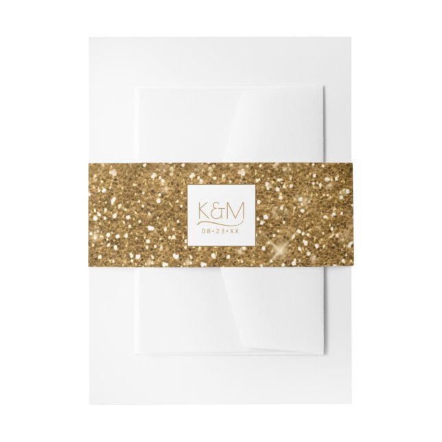 Abstrakter Glitzer Strata Wedding Gold ID903 Einladungsbanderole (Vorderseite Beispiel)