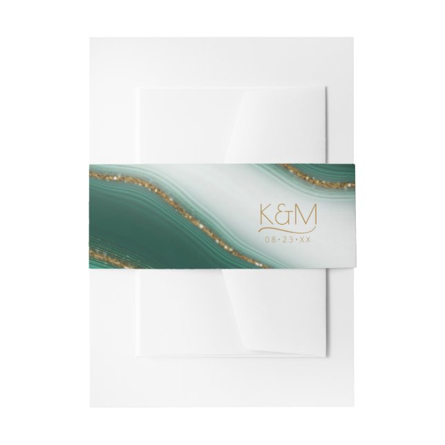 Abstrakter Glitzer Strata Wedding Green ID903 Einladungsbanderole (Vorderseite Beispiel)