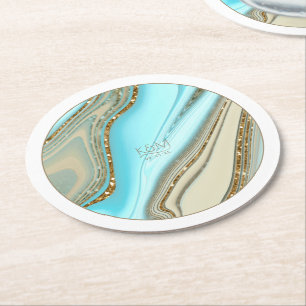 Abstrakter Glitzer Strata Wedding ID903 Runder Pappuntersetzer