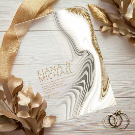 Abstrakter Glitzer Strata Wedding Ivory ID903 Acryleinladungen