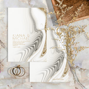 Abstrakter Glitzer Strata Wedding Ivory ID903 Einladung