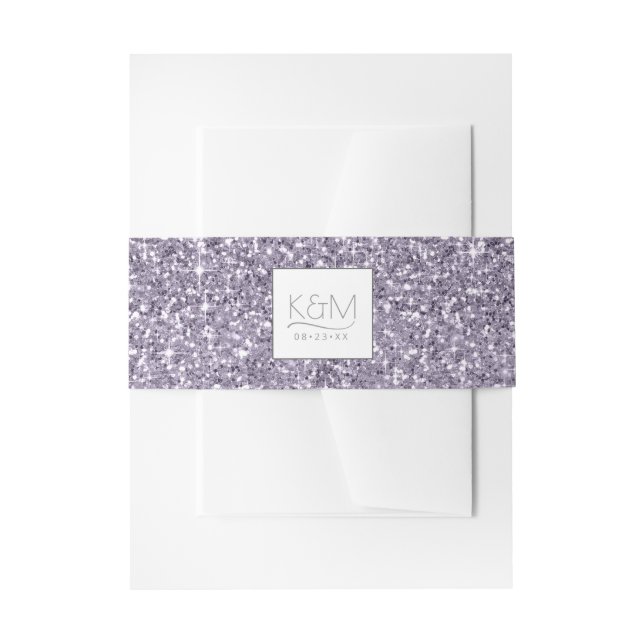 Abstrakter Glitzer Strata Wedding Lilac ID903 Einladungsbanderole (Vorderseite Beispiel)