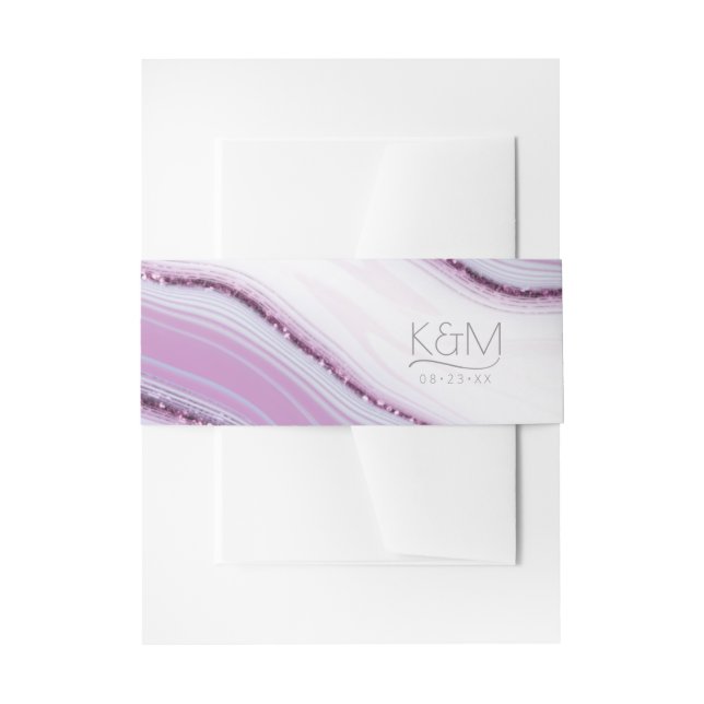 Abstrakter Glitzer Strata Wedding Lilac ID903 Einladungsbanderole (Vorderseite Beispiel)