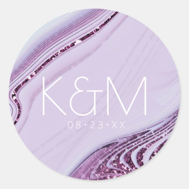 Abstrakter Glitzer Strata Wedding Lilac ID903 Runder Aufkleber (Vorderseite)