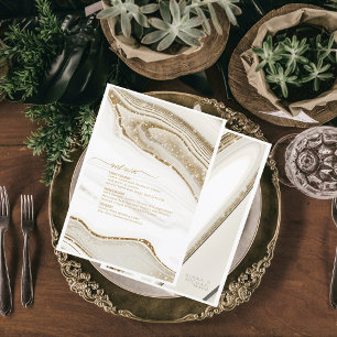 Abstrakter Glitzer Strata Wedding Menu Ivory ID903