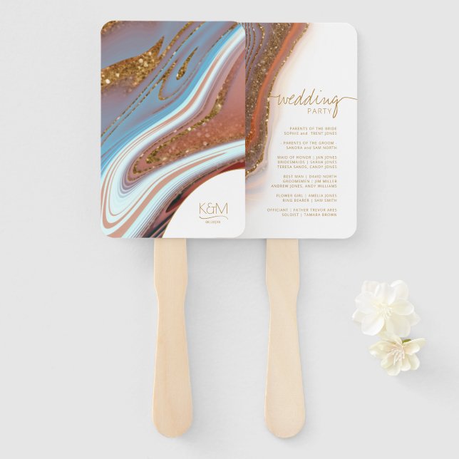 Abstrakter Glitzer Strata Wedding Party SW ID903 Fächer (Vorne und Hinten)