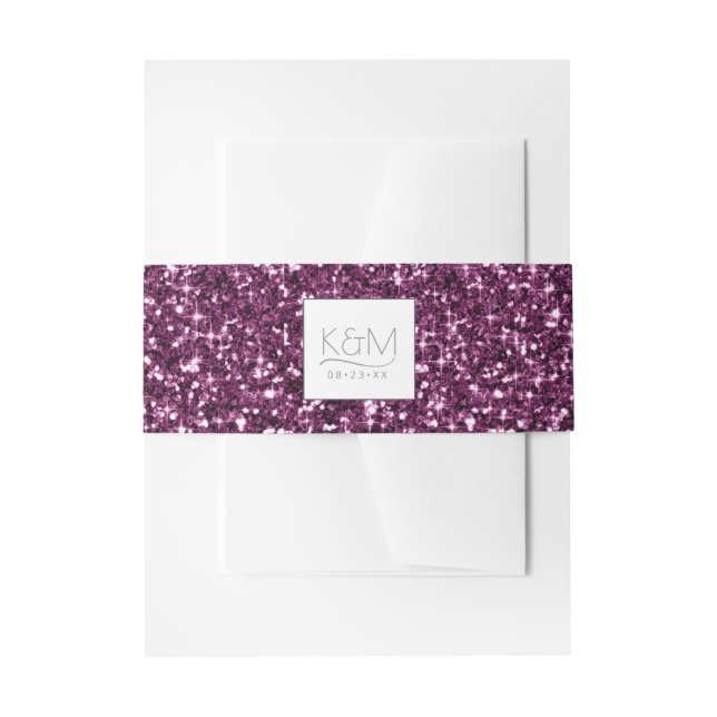 Abstrakter Glitzer Strata Wedding Plum ID903 Einladungsbanderole (Vorderseite Beispiel)