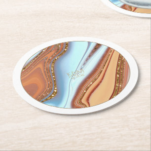 Abstrakter Glitzer Strata Wedding SW ID903 Runder Pappuntersetzer