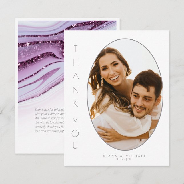 Abstrakter Glitzer Strata Wedding Vielen Dank an I Dankeskarte (Vorne/Hinten)