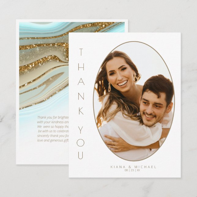 Abstrakter Glitzer Strata Wedding Vielen Dank, ID9 Dankeskarte (Vorne/Hinten)