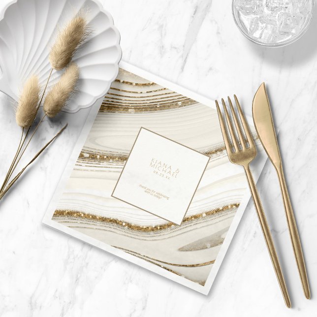 Abstrakter Glitzer Strata Wedding Vielen Dank IV I Serviette (Von Creator hochgeladen)