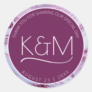 Abstrakter Glitzer Strata Wedding Vielen Dank Pl I Runder Aufkleber